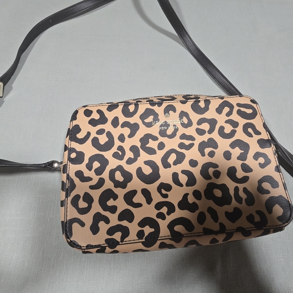 Kate Spade Leopard Print Crossbody Bag with Black Strap